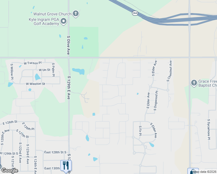 map of restaurants, bars, coffee shops, grocery stores, and more near 6801 South Joshua Avenue in Broken Arrow