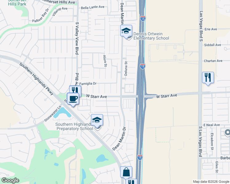 map of restaurants, bars, coffee shops, grocery stores, and more near 11267 Tuscolana Street in Las Vegas