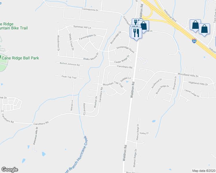 map of restaurants, bars, coffee shops, grocery stores, and more near 6121 Steve Scarlett Place in La Vergne