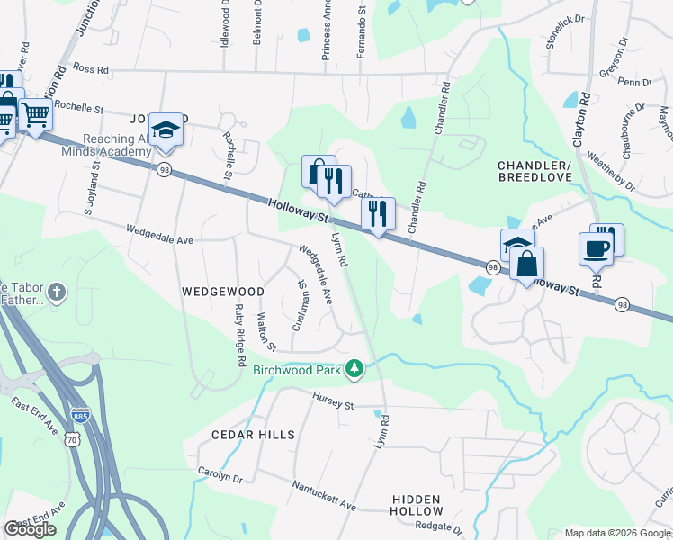 map of restaurants, bars, coffee shops, grocery stores, and more near in Durham