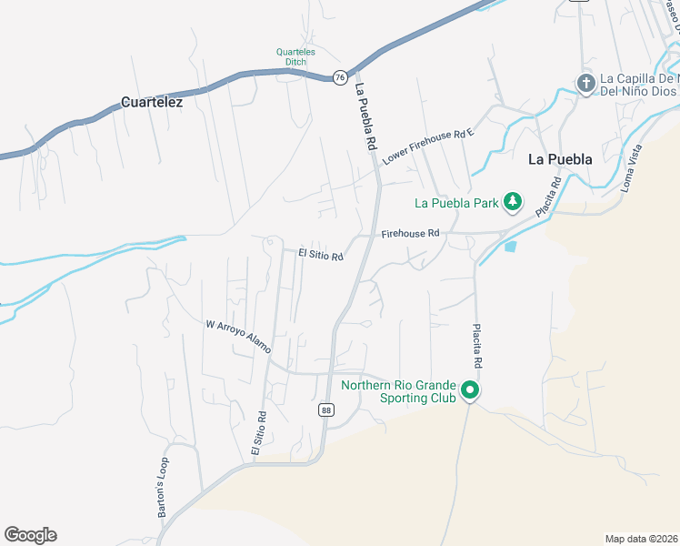 map of restaurants, bars, coffee shops, grocery stores, and more near 76 El Sitio Road in Española