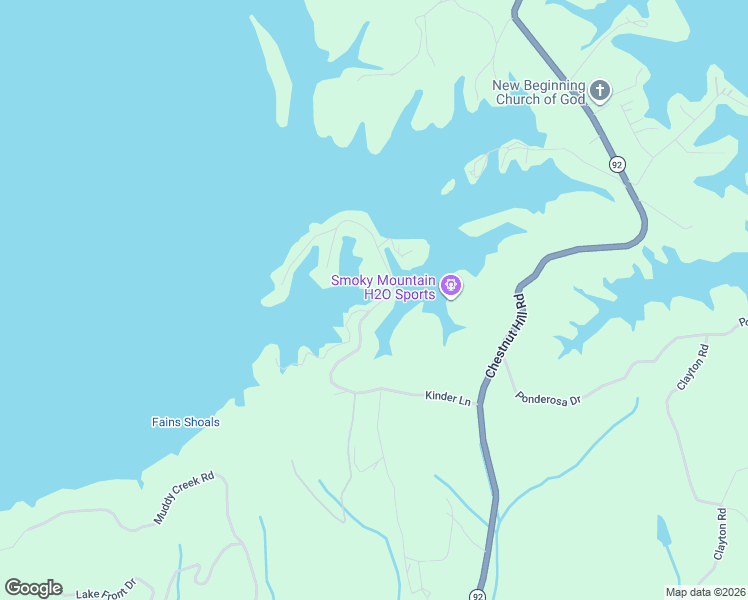map of restaurants, bars, coffee shops, grocery stores, and more near 1541 Kinder Lane in Dandridge