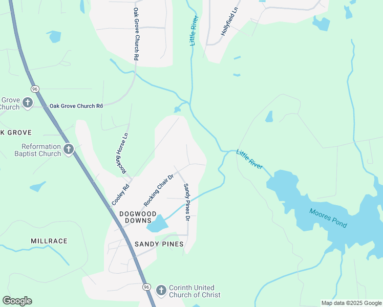 map of restaurants, bars, coffee shops, grocery stores, and more near 5900 Tall Pines Court in Youngsville