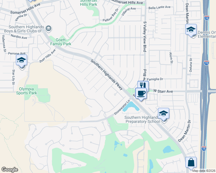 map of restaurants, bars, coffee shops, grocery stores, and more near 4136 San Capri Way in Las Vegas