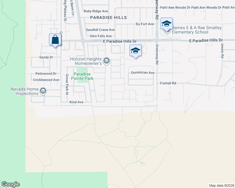 map of restaurants, bars, coffee shops, grocery stores, and more near 129 Outcrop Ridge Avenue in Henderson