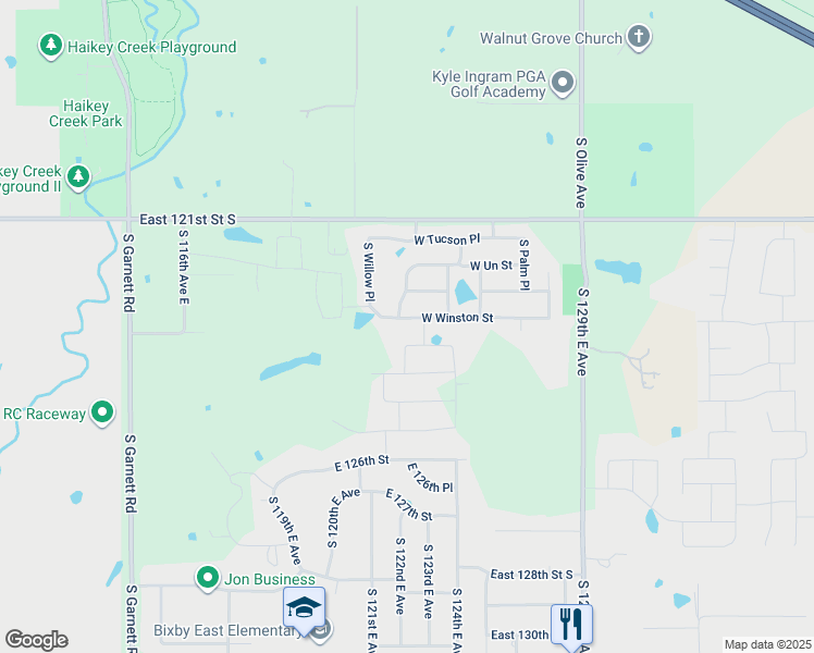 map of restaurants, bars, coffee shops, grocery stores, and more near 4101 West Winston Street in Broken Arrow