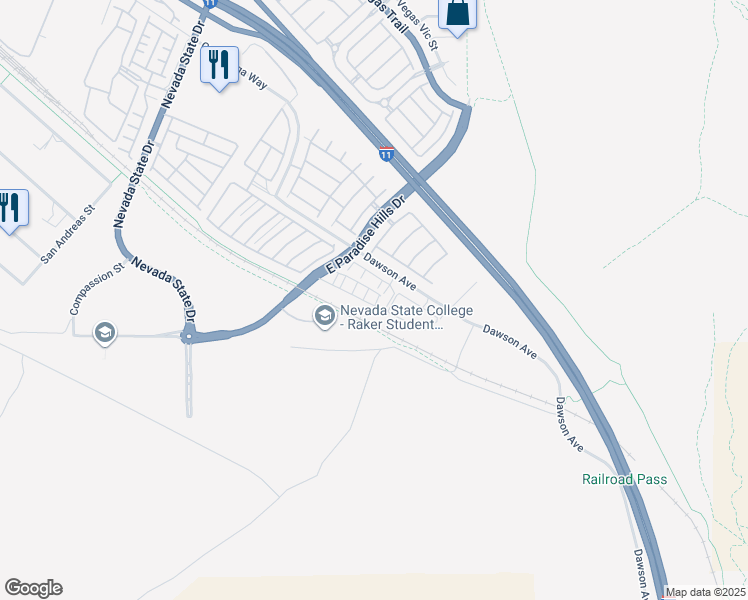 map of restaurants, bars, coffee shops, grocery stores, and more near 1200 Paradise Basin Court in Henderson