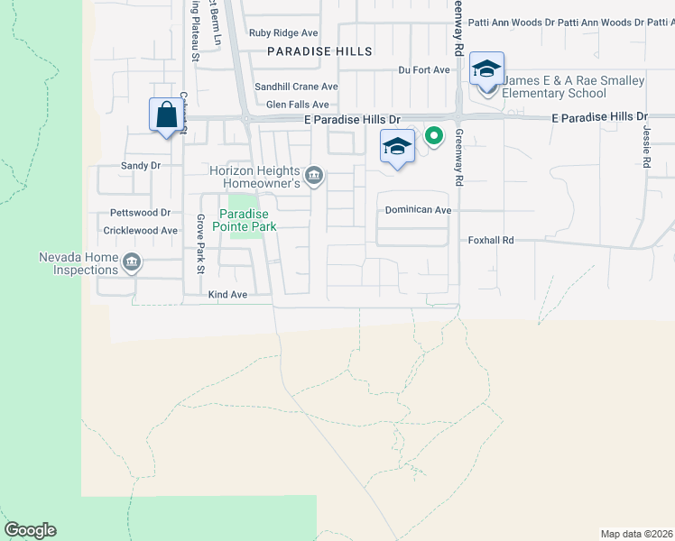 map of restaurants, bars, coffee shops, grocery stores, and more near 129 Outcrop Ridge Avenue in Henderson