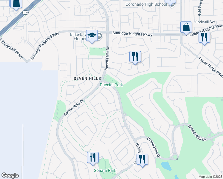map of restaurants, bars, coffee shops, grocery stores, and more near 3048 Palatine Terrace Avenue in Henderson