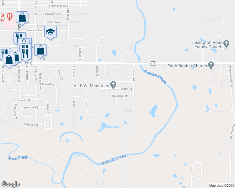 map of restaurants, bars, coffee shops, grocery stores, and more near 1815 Woodland Road in Sapulpa
