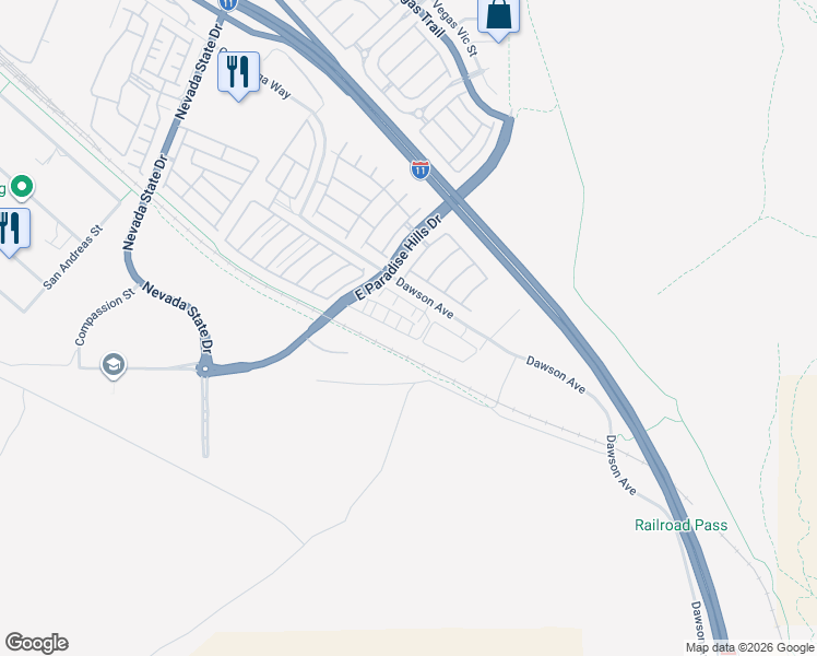 map of restaurants, bars, coffee shops, grocery stores, and more near 1198 Paradise Basin Court in Henderson