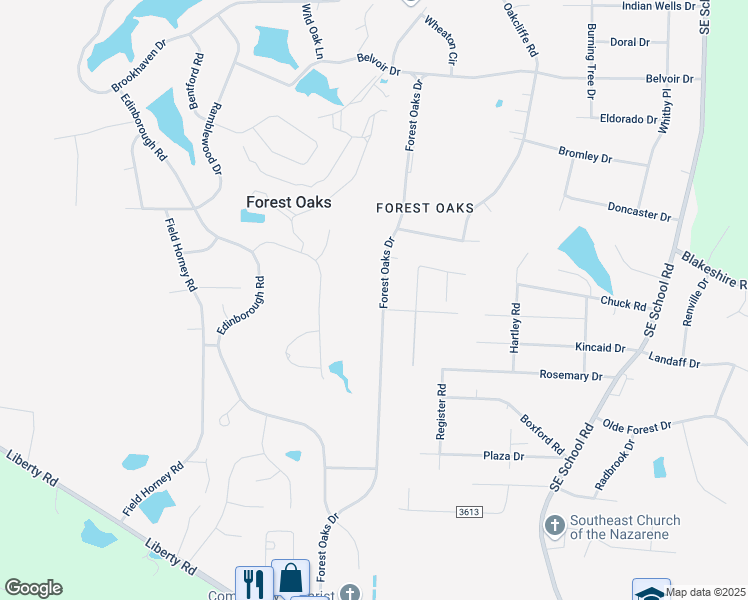 map of restaurants, bars, coffee shops, grocery stores, and more near 4914 Forest Oaks Drive in Greensboro