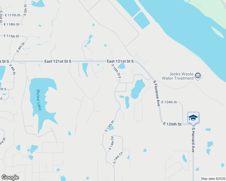 map of restaurants, bars, coffee shops, grocery stores, and more near 12316 South 16th Street East in Jenks