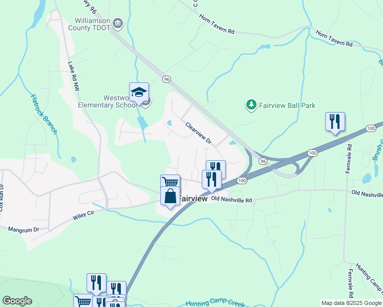 map of restaurants, bars, coffee shops, grocery stores, and more near 7109 Maple Village Court in Fairview