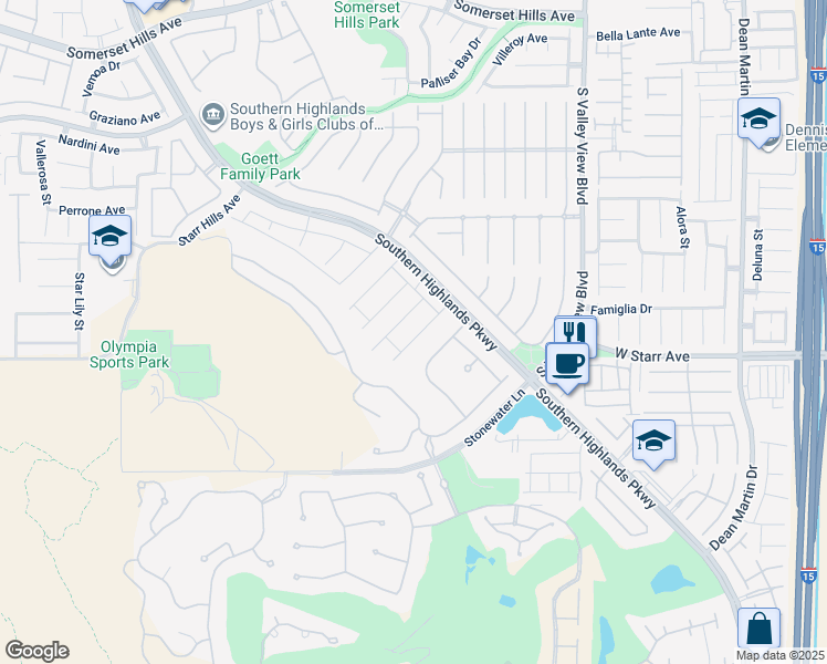 map of restaurants, bars, coffee shops, grocery stores, and more near 11243 Fiesole Street in Las Vegas