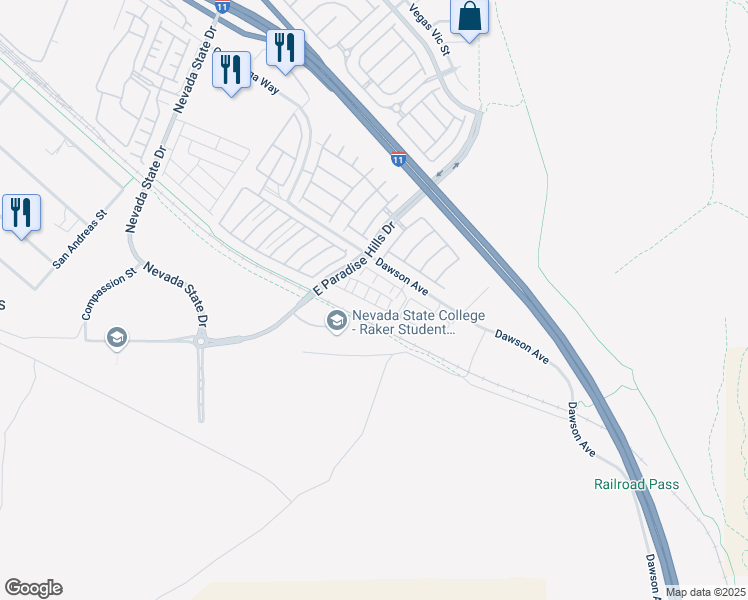 map of restaurants, bars, coffee shops, grocery stores, and more near 1200 Mission View Court in Henderson