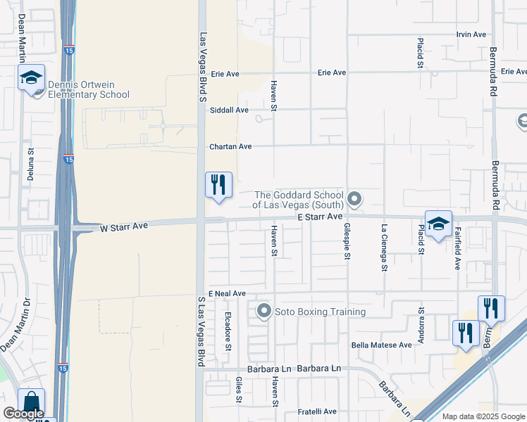 map of restaurants, bars, coffee shops, grocery stores, and more near 85 Apricot Ridge Avenue in Las Vegas