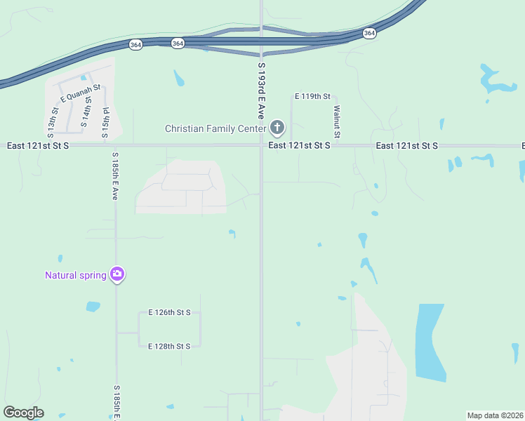 map of restaurants, bars, coffee shops, grocery stores, and more near 12337 South 193rd East Avenue in Broken Arrow