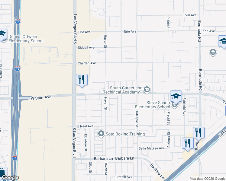map of restaurants, bars, coffee shops, grocery stores, and more near 127 Birch Ridge Avenue in Las Vegas