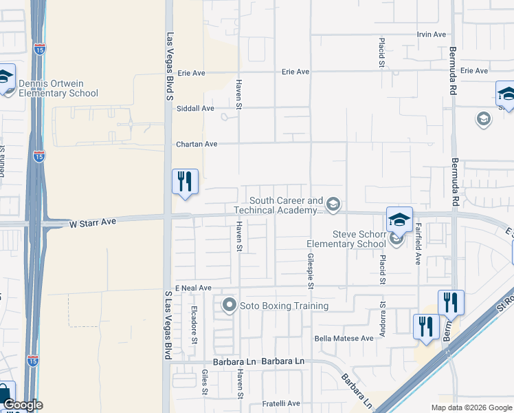 map of restaurants, bars, coffee shops, grocery stores, and more near 127 Birch Ridge Avenue in Las Vegas