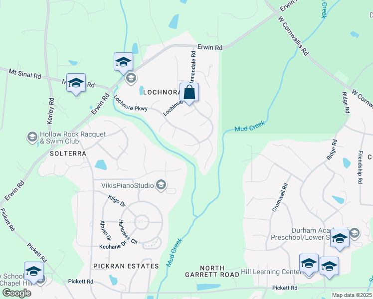 map of restaurants, bars, coffee shops, grocery stores, and more near 11 Chimney Top Court in Durham