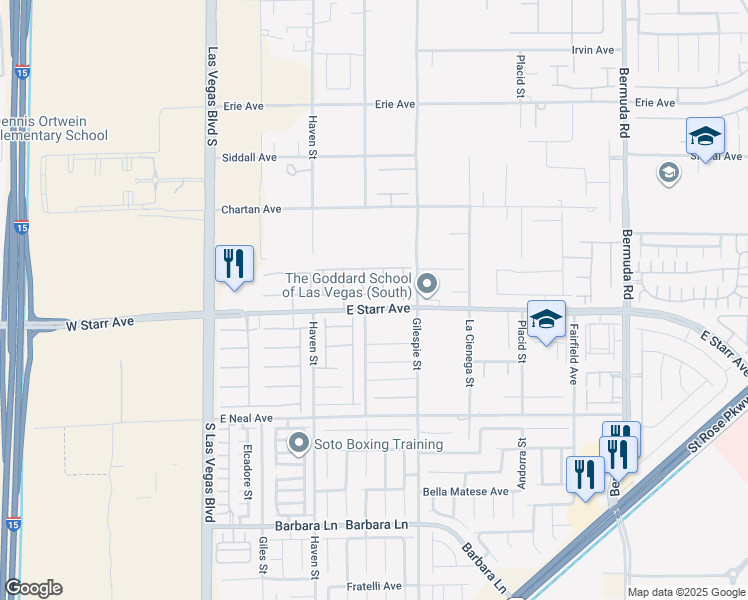 map of restaurants, bars, coffee shops, grocery stores, and more near 159 Birch Ridge Avenue in Las Vegas