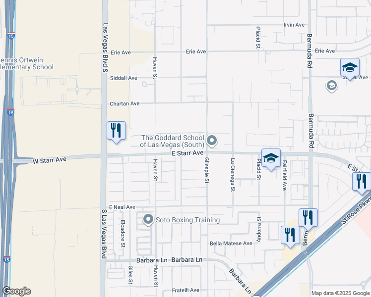 map of restaurants, bars, coffee shops, grocery stores, and more near 159 Birch Ridge Ave in Las Vegas