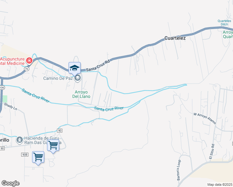 map of restaurants, bars, coffee shops, grocery stores, and more near 48 Camino De Paz in Santa Cruz