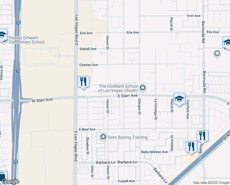 map of restaurants, bars, coffee shops, grocery stores, and more near 127 Birch Ridge Avenue in Las Vegas