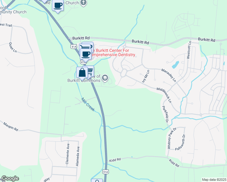 map of restaurants, bars, coffee shops, grocery stores, and more near 7044 Nolensville Road in Brentwood