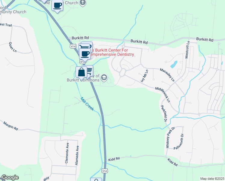 map of restaurants, bars, coffee shops, grocery stores, and more near 7044 Nolensville Road in Brentwood