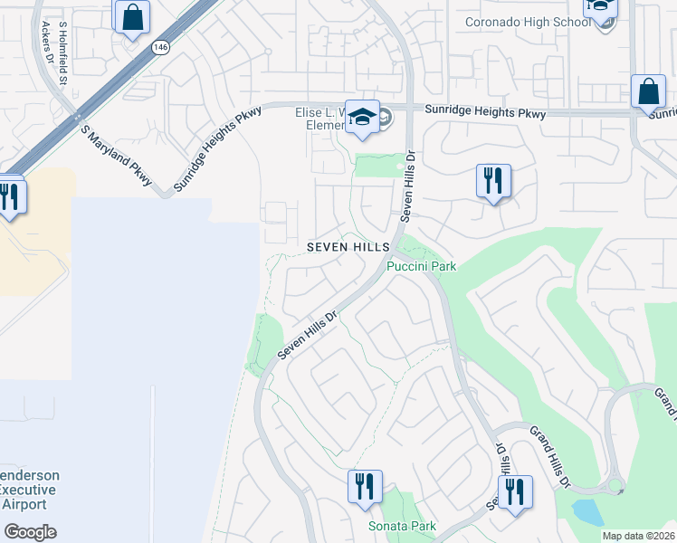 map of restaurants, bars, coffee shops, grocery stores, and more near 3164 Castle Canyon Avenue in Henderson