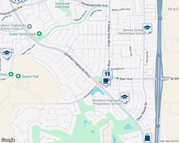 map of restaurants, bars, coffee shops, grocery stores, and more near 4045 Abernethy Forest Place in Las Vegas