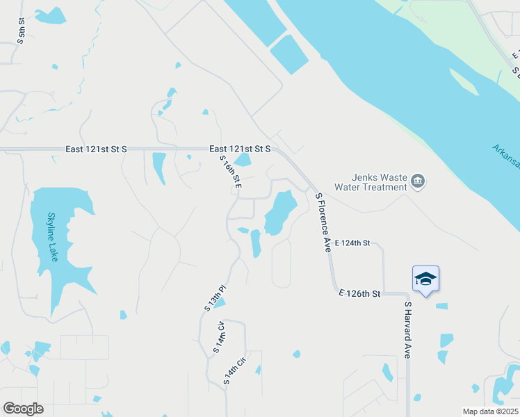 map of restaurants, bars, coffee shops, grocery stores, and more near 12401 South 17th Street East in Jenks