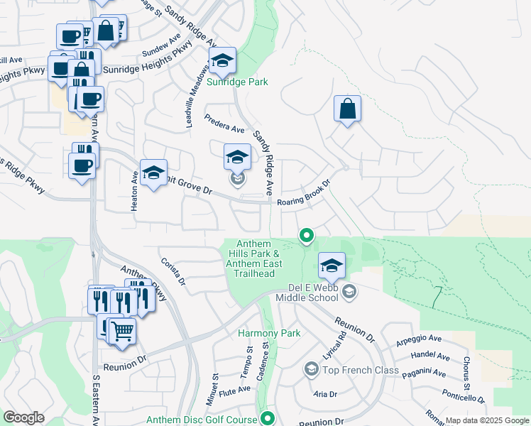 map of restaurants, bars, coffee shops, grocery stores, and more near 1156 Ekalaka Road in Henderson