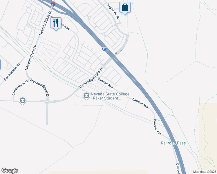 map of restaurants, bars, coffee shops, grocery stores, and more near 1320 Arcadia Rim Place in Henderson