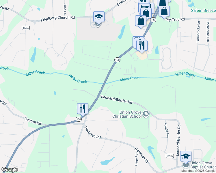 map of restaurants, bars, coffee shops, grocery stores, and more near 603 Southlake Court in Lexington