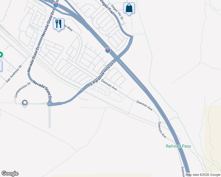 map of restaurants, bars, coffee shops, grocery stores, and more near 1320 Arcadia Rim Place in Henderson