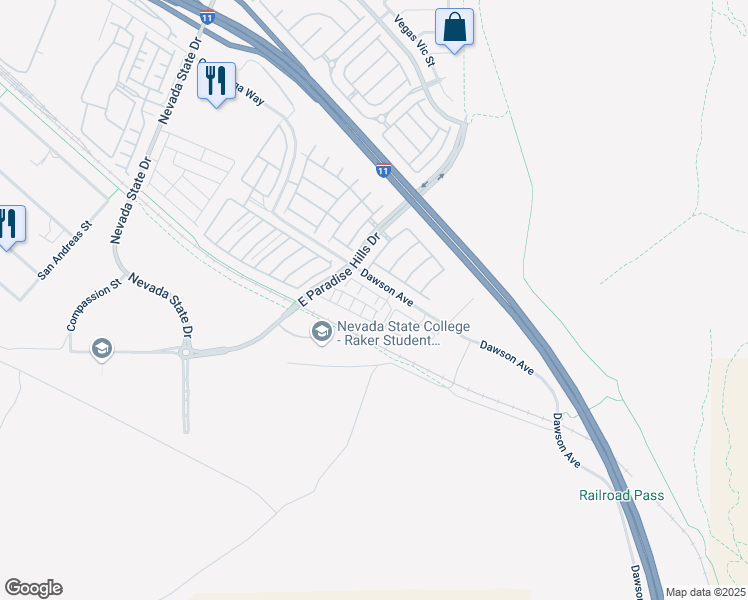 map of restaurants, bars, coffee shops, grocery stores, and more near 1200 Paradise Basin Court in Henderson