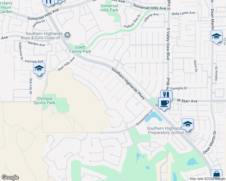 map of restaurants, bars, coffee shops, grocery stores, and more near 11252 Campanile Street in Las Vegas
