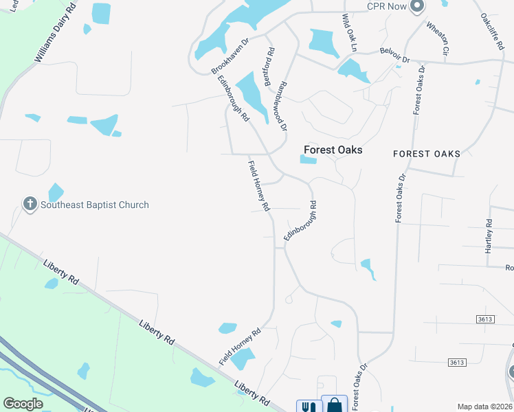 map of restaurants, bars, coffee shops, grocery stores, and more near 5201 Field Horney Road in Greensboro
