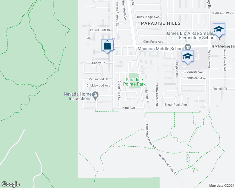 map of restaurants, bars, coffee shops, grocery stores, and more near 1189 Grove Park Street in Henderson