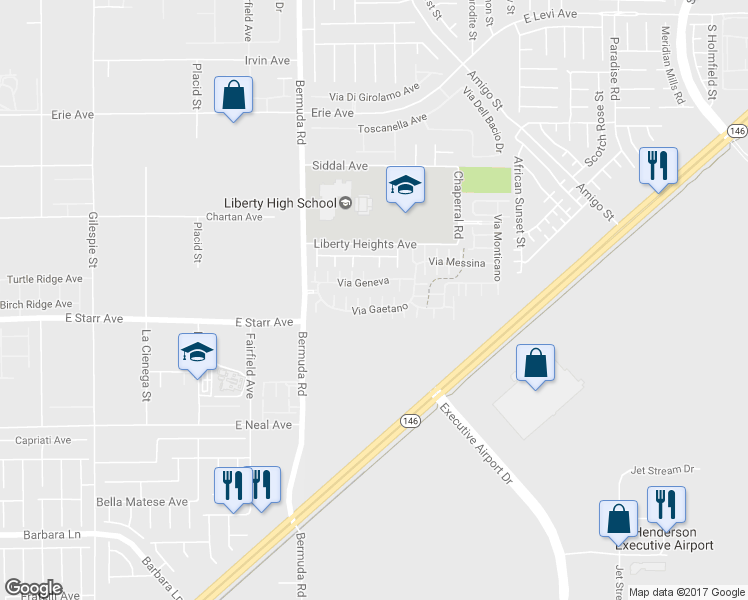 map of restaurants, bars, coffee shops, grocery stores, and more near 1172 Via Ponte in Henderson