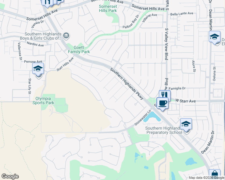 map of restaurants, bars, coffee shops, grocery stores, and more near 11252 Campanile Street in Las Vegas