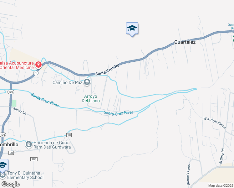 map of restaurants, bars, coffee shops, grocery stores, and more near 48 Camino De Paz in Santa Cruz