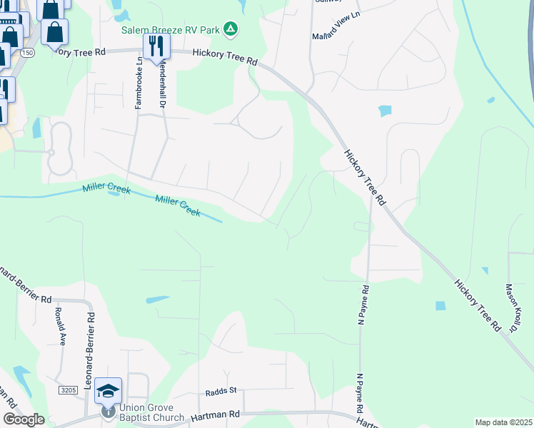 map of restaurants, bars, coffee shops, grocery stores, and more near 108 Tumbleweed Drive in Winston-Salem