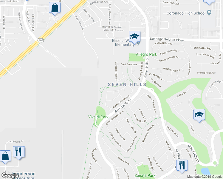 map of restaurants, bars, coffee shops, grocery stores, and more near 3186 Majestic Shadows Avenue in Henderson