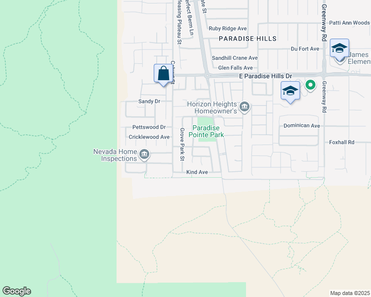 map of restaurants, bars, coffee shops, grocery stores, and more near 1184 Grove Park Street in Henderson