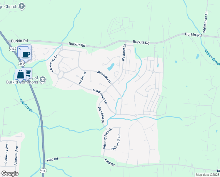 map of restaurants, bars, coffee shops, grocery stores, and more near 408 Marlowe Court in Nolensville