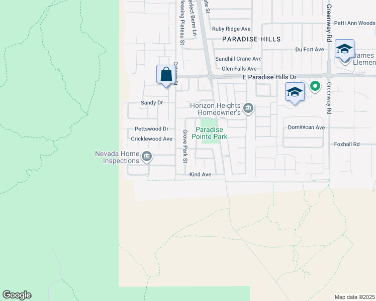 map of restaurants, bars, coffee shops, grocery stores, and more near 1184 Grove Park Street in Henderson